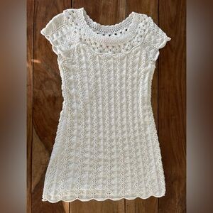 Lilly Pulitzer Everly Sweater Mini Dress White 100% Cotton Knit Crochet Size XL